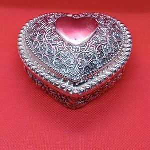 Vintage Heart Shaped Silver Earring Box